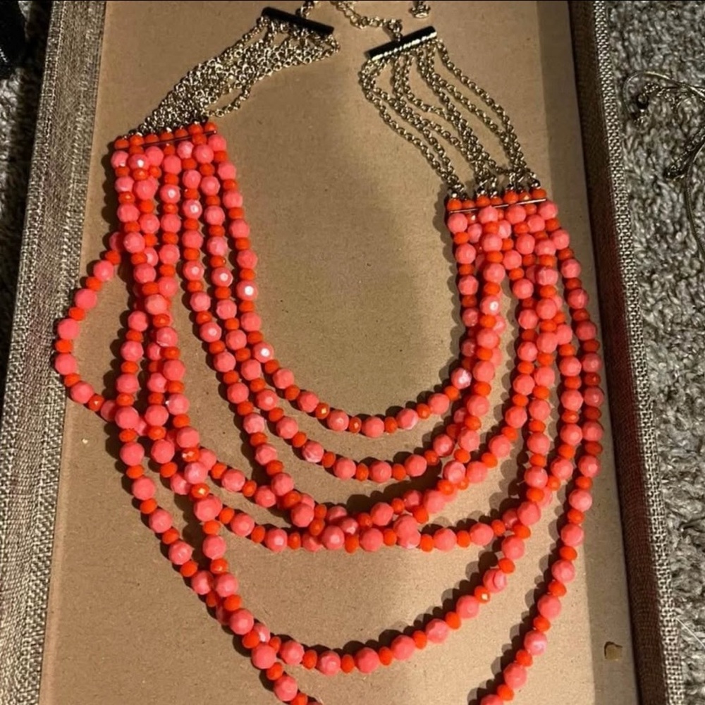 Premier Designs Vibrant coral Beaded Necklace